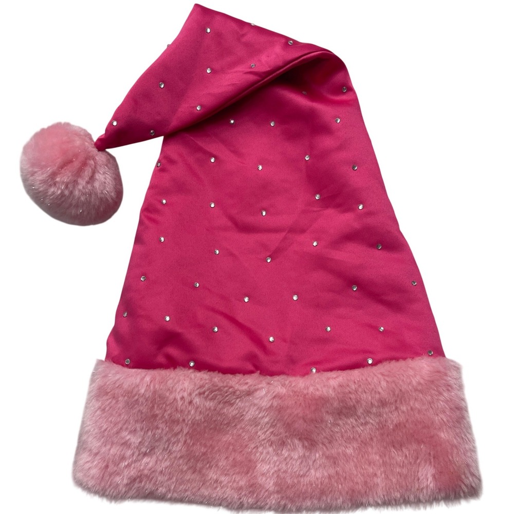 Victorias Secret Santa Hat Pink Rhinestone Faux Fur Y2K‎ Holiday Barbie Coquette